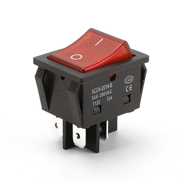 Welding machine high-current ship type switch 35A high-power rocker power supply KCD4 boat-shaped four-leg red Green with light
